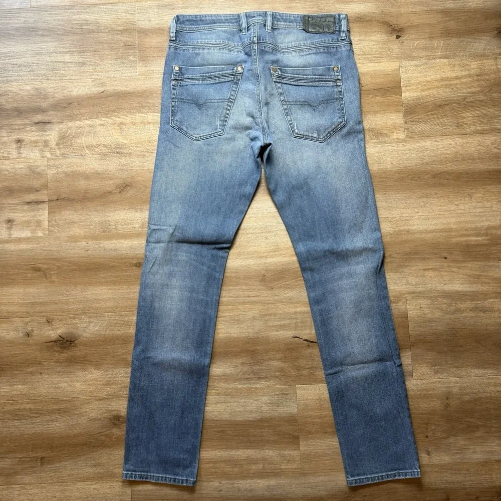 Diesel Krayver Jeans Men 31x32 Blue Slim Carrot Stretch Distressed Denim R248D